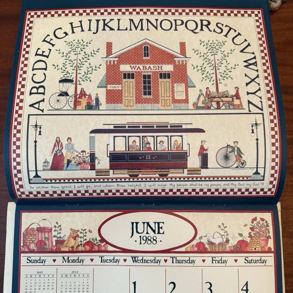 1988 Country Sampler Calendar – 12x12 – Folk Art Cottagecore‎ Grannycore